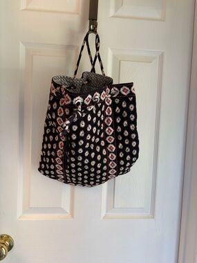 Vintage Vera Bradley Black and White Patterned Drawstring Tote Bag